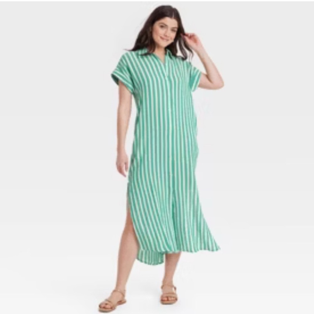 Universal Thread Green Striped Maxi Dress